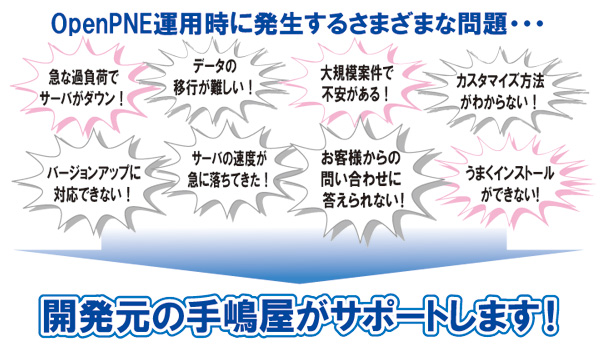 OpenPNE運用時に発生するさまざまな問題…開発元の手嶋屋がサポートします！